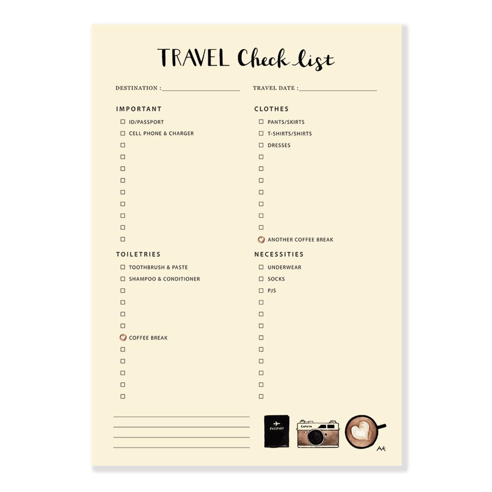 Travel Checklist Notepad
